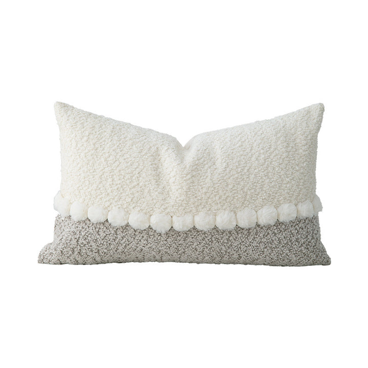 Decorative bouclé pillow with teddy fleece structure and decorative stitching Kalsten