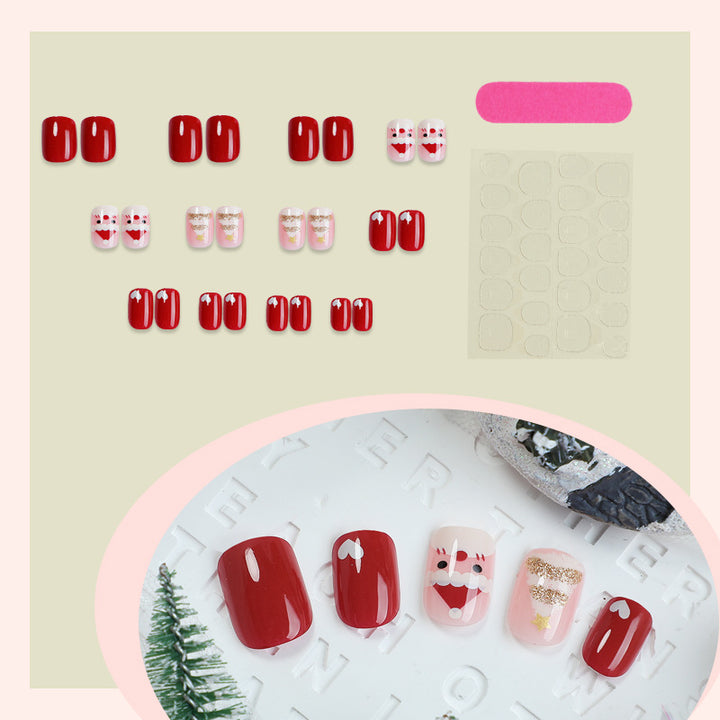 Holiday-Themed Press-On Nail Set with Fun Santa and Heart Designs Kalsten