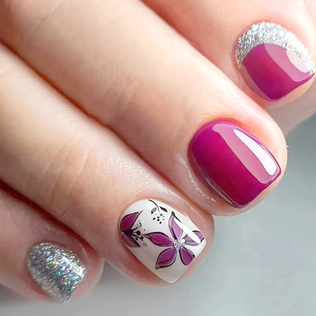 Elegant Floral Press-On Nail Art Kit Kalsten