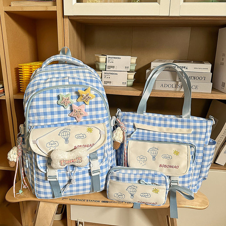 Stylish Gingham Check Pattern Backpack