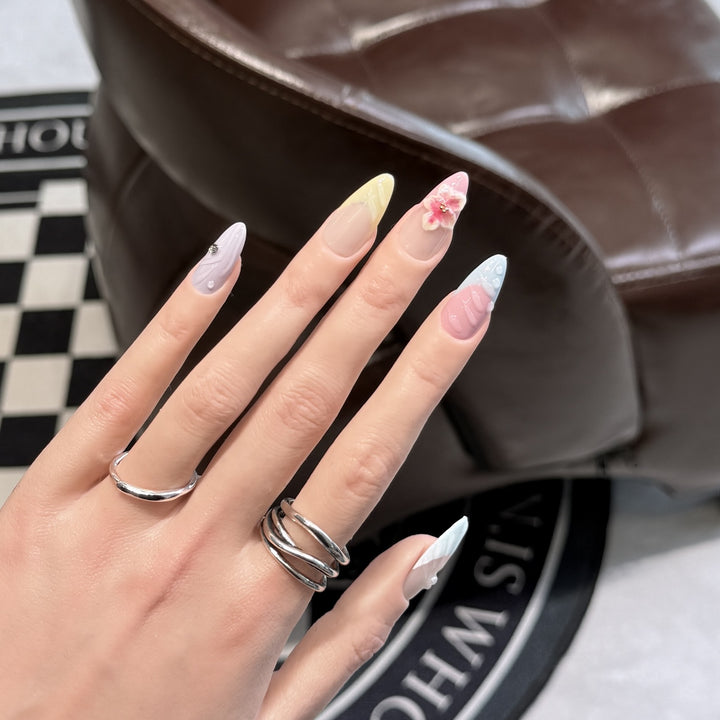 Artistic Floral Stiletto Press-On Nail Set Kalsten