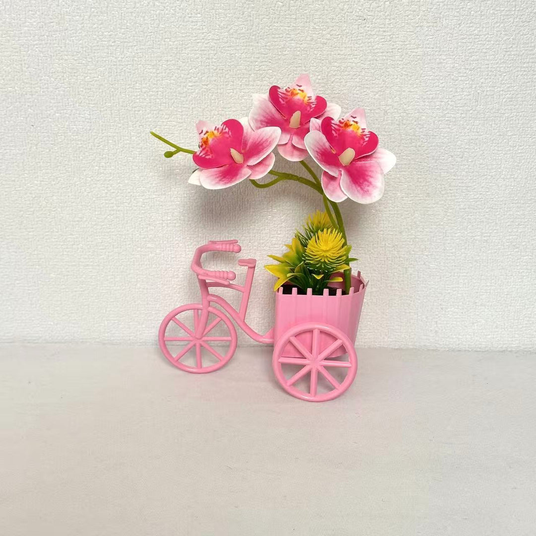 Decorative Bicycle Planter with Faux Orchid Arrangement for Decor