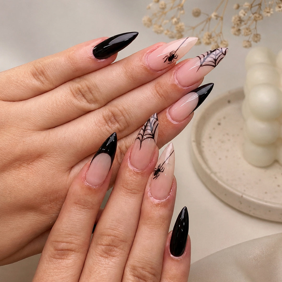 Creative nail art set with spider and spider web design Kalsten