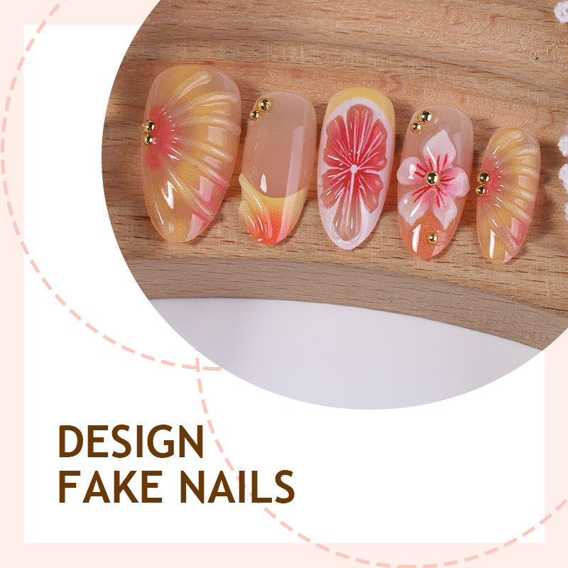 Nail Art Set with Floral and Shiny Accents Kalsten