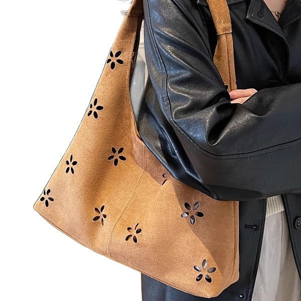 Floral Cut-Out Slouchy Tote Kalsten