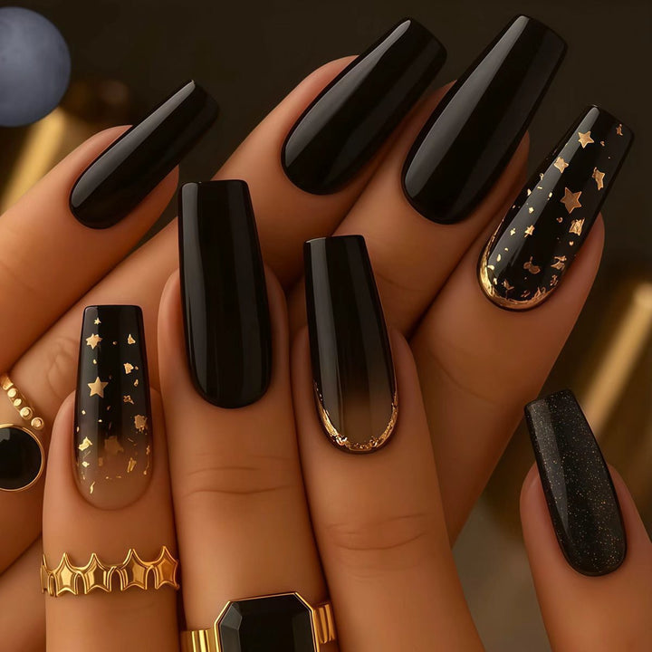 Glamorous Starry Night-Inspired Press-On Nail Set Kalsten