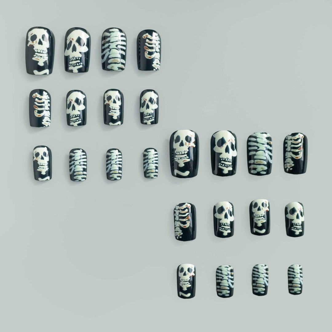 Halloween-Themed Skull & Bone Nail Art Set
