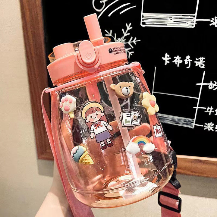 Women Glass Drinking Bottle with Secure Lid Kalsten