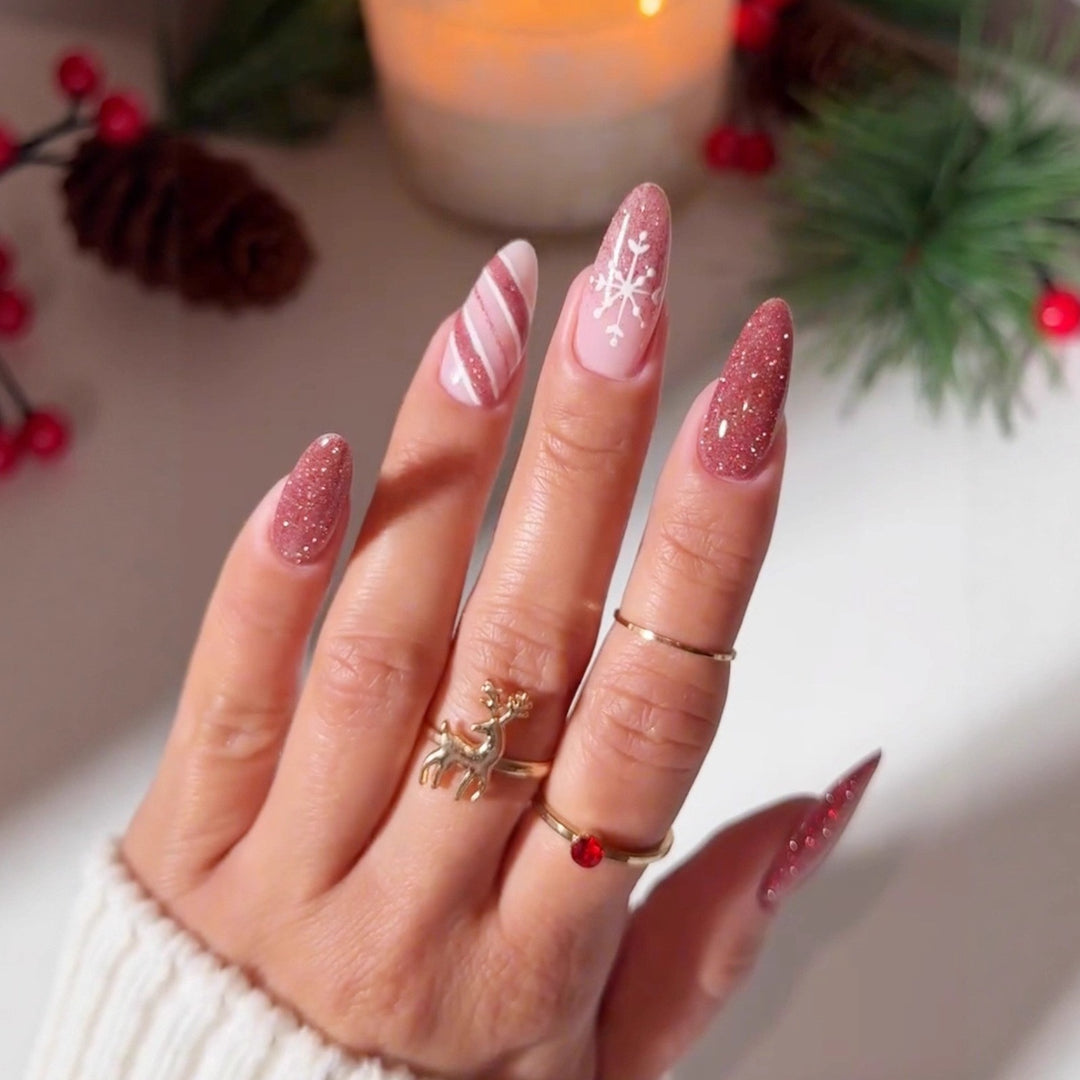 Acrylic nail set with sparkling Christmas design Kalsten