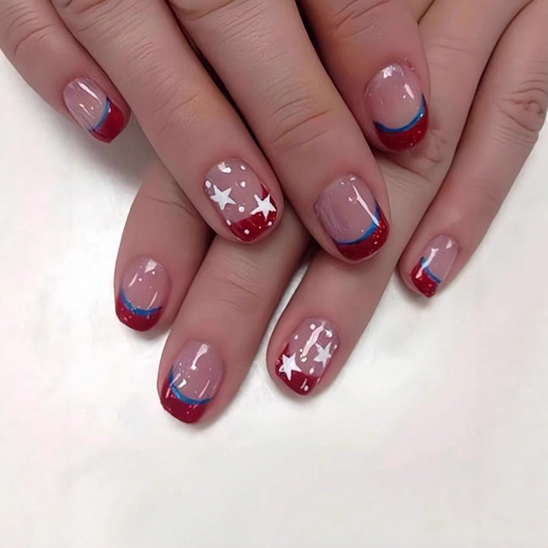 Patriotic Gel Nail Art Extensions Kalsten