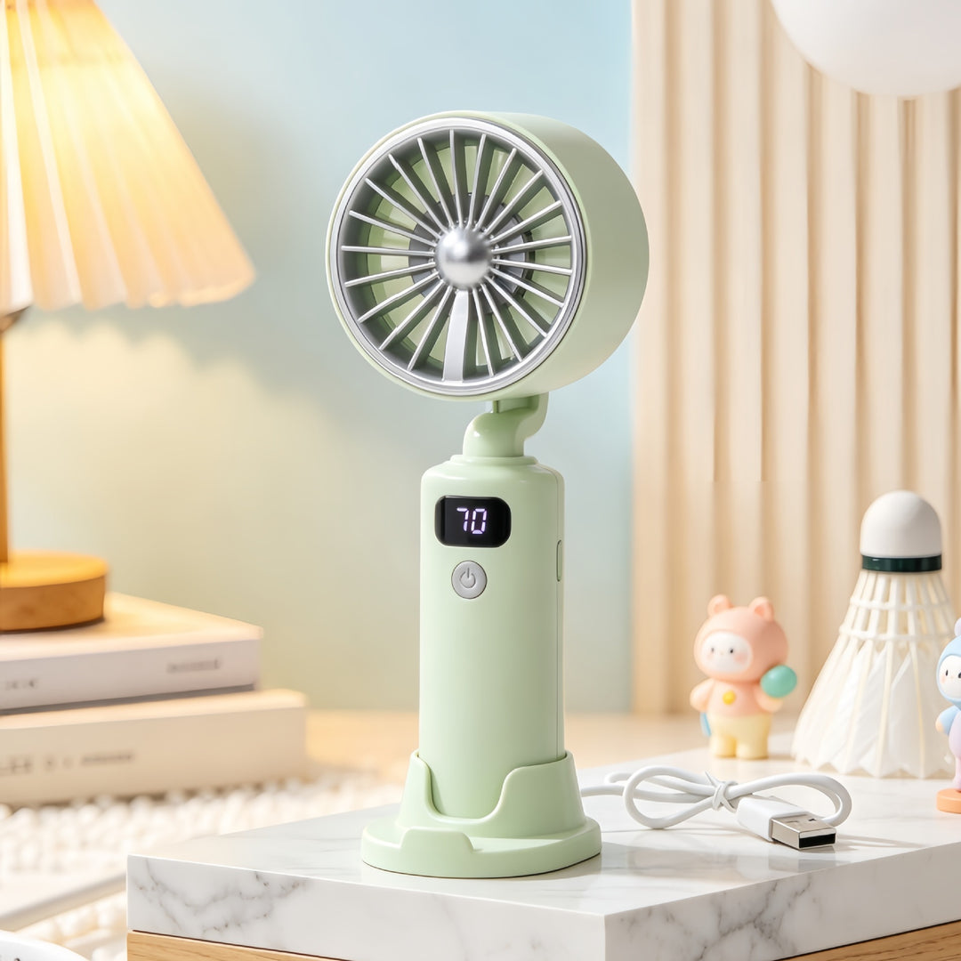 Electric Hand Fan with Digital Speed Display and Adjustable Tilt Angle Kalsten