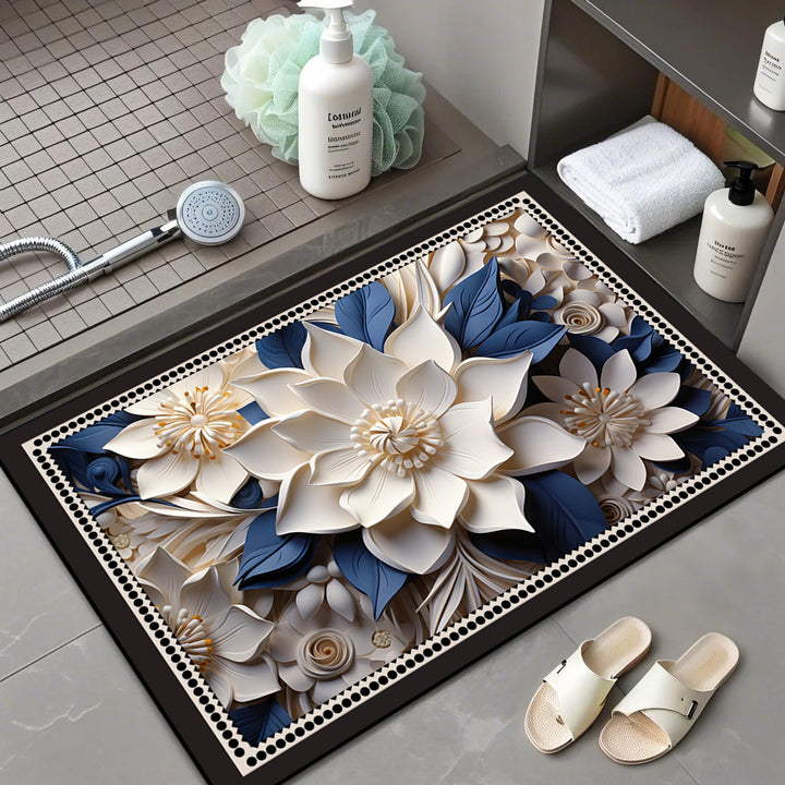 Floral Patterned Memory Foam Bath Mat Kalsten