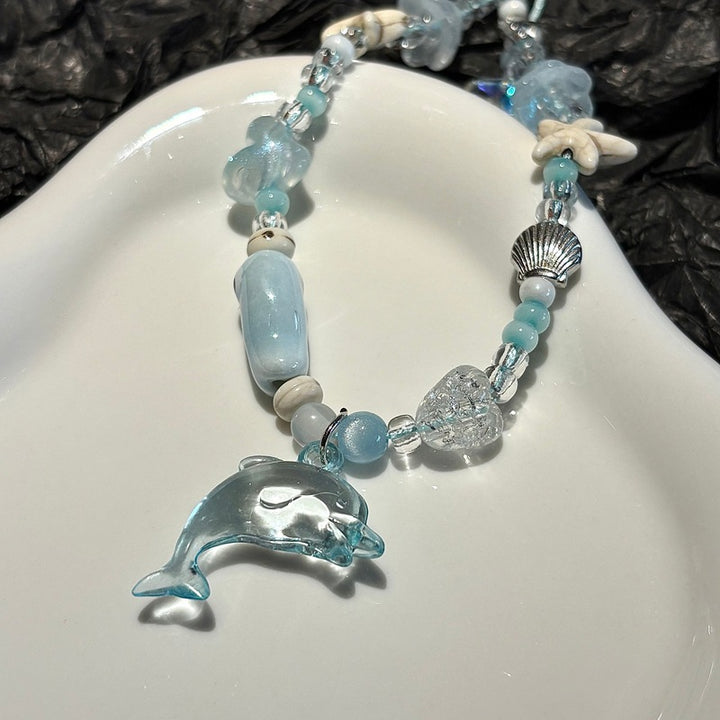 Dolphin and Starfish Beaded Charm Necklace Kalsten
