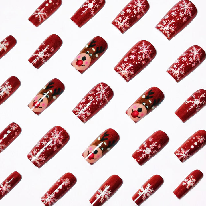Artificial nails with festive reindeer and snowflake design Kalsten