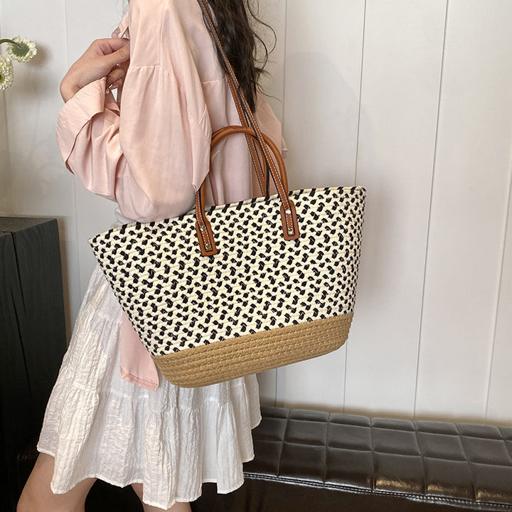 Large beach bag with faux leather handles Kalsten