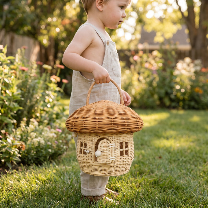 Whimsical Mushroom-Shaped Woven Storage Basket Kalsten