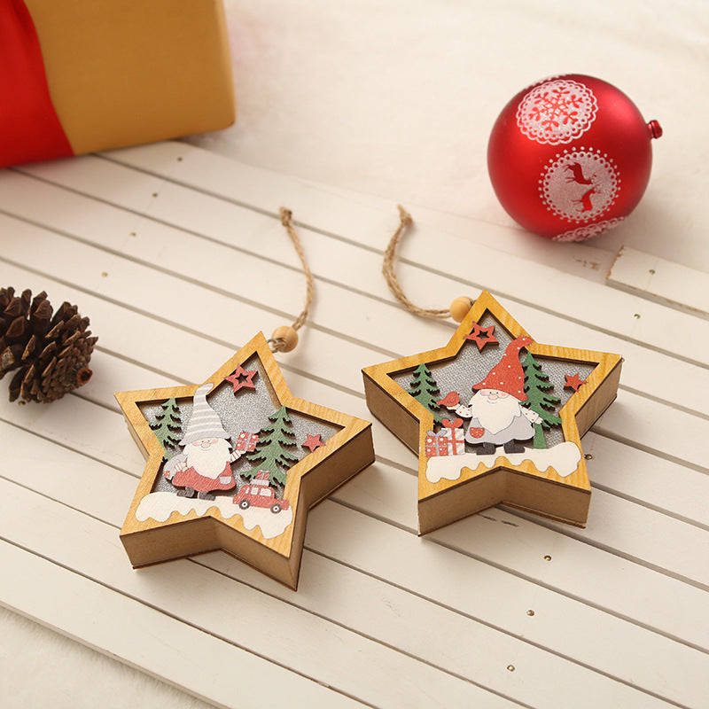 Decorative wooden star with Christmas motif Kalsten