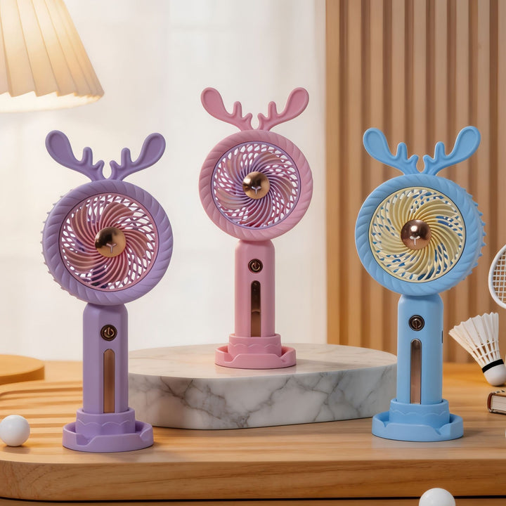 Women Portable Handheld Fan with Creative Antler Design Kalsten