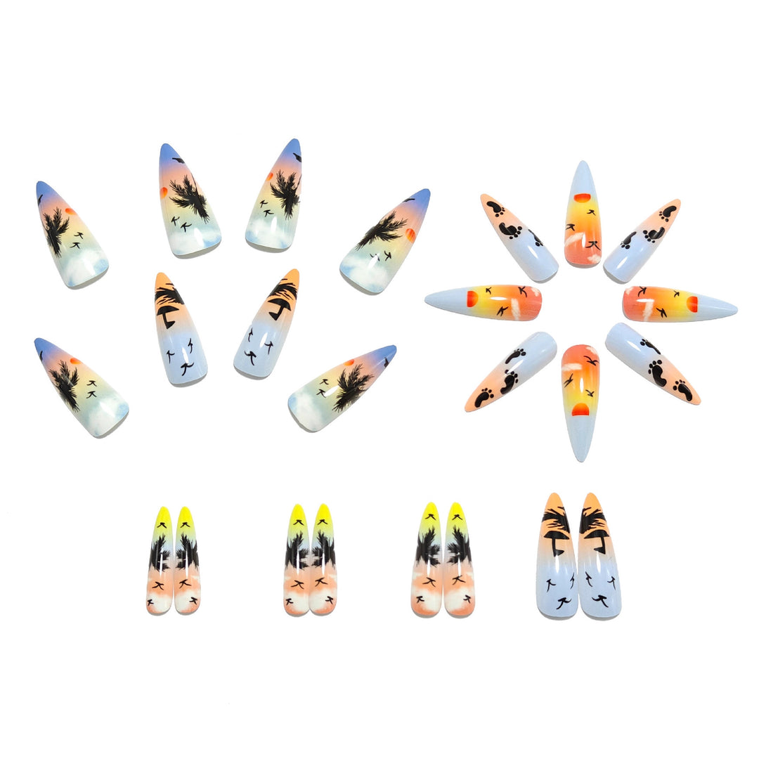 Artificial nails with tropical sunset design Kalsten