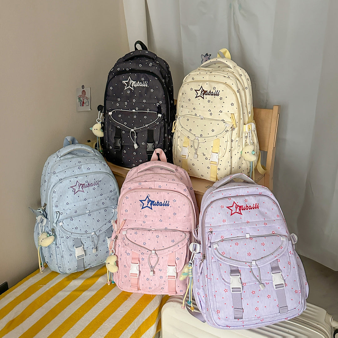 Star-Embellished Casual School Backpack Kalsten