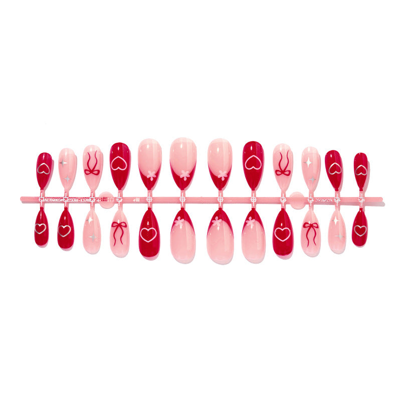 Decorative Press-On Nail Set with Charming Cherry and Bow Designs kalsten