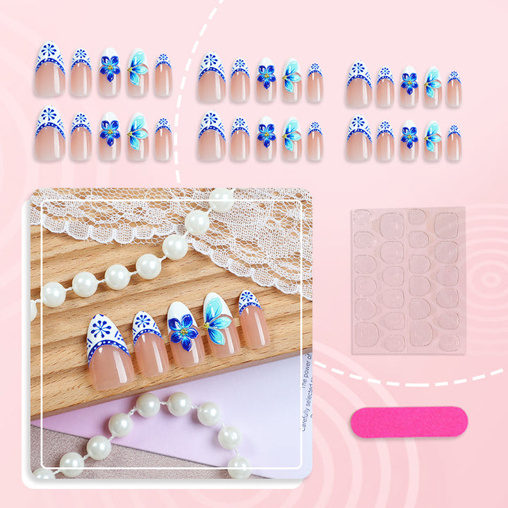 Artistic Floral-Decorated Press-On Nail Set