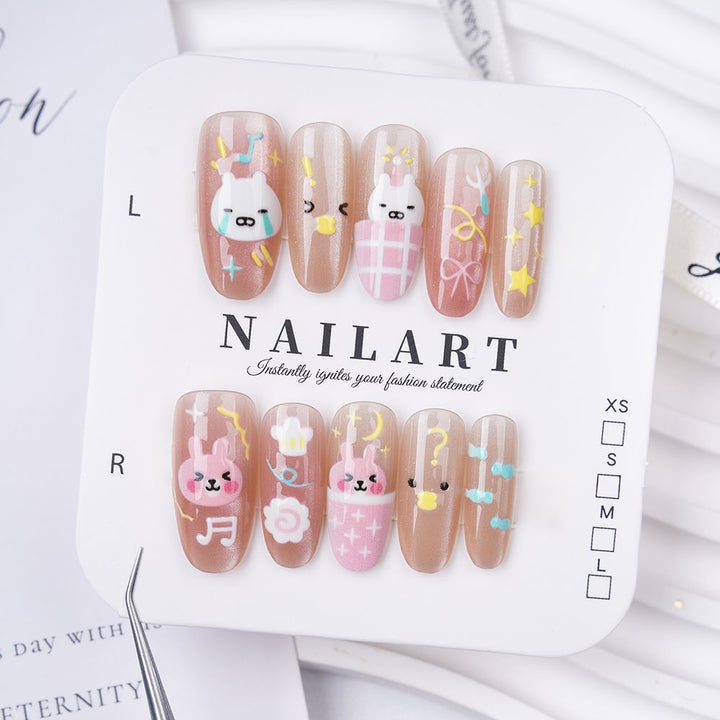 Artificial nails with elegant ombre effect and glitter coating Kalsten