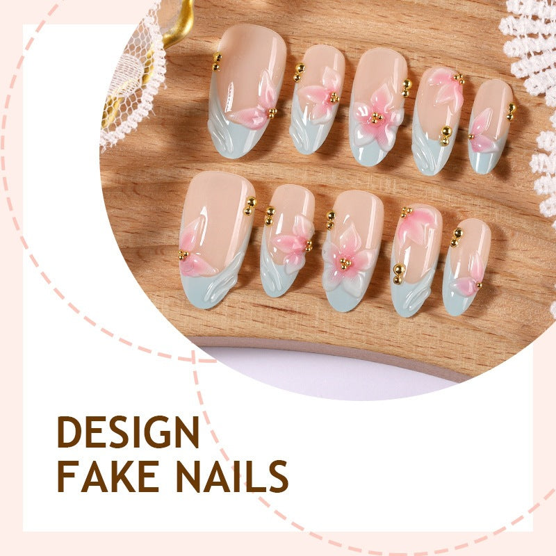 Creative nail art set with delicate flower design and glitter accents Kalsten