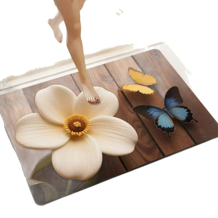 3D Butterfly Pattern Bath Mat