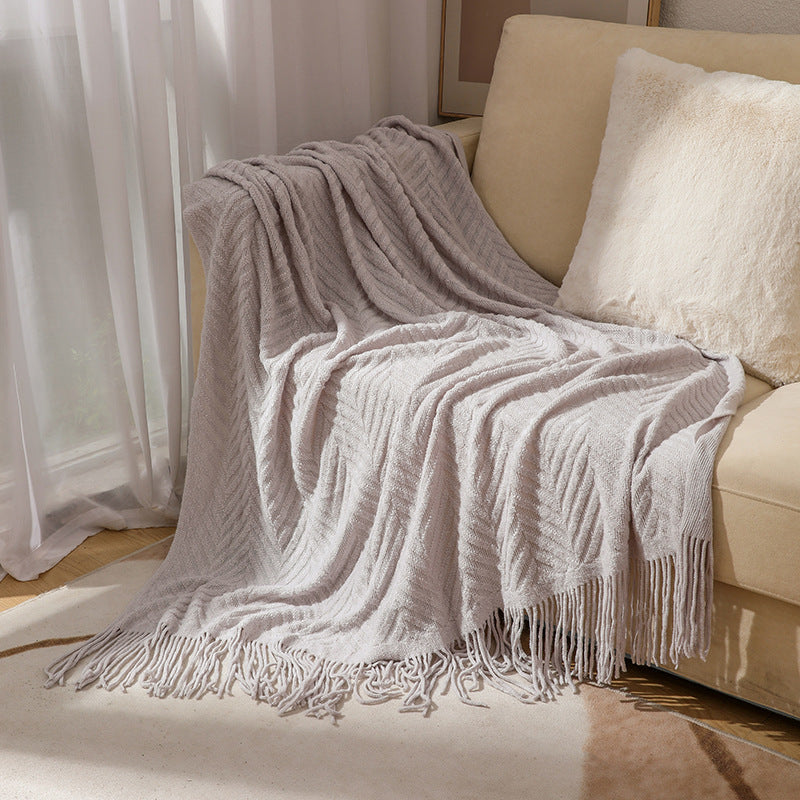 Cozy Knit Fringe Blanket Kalsten