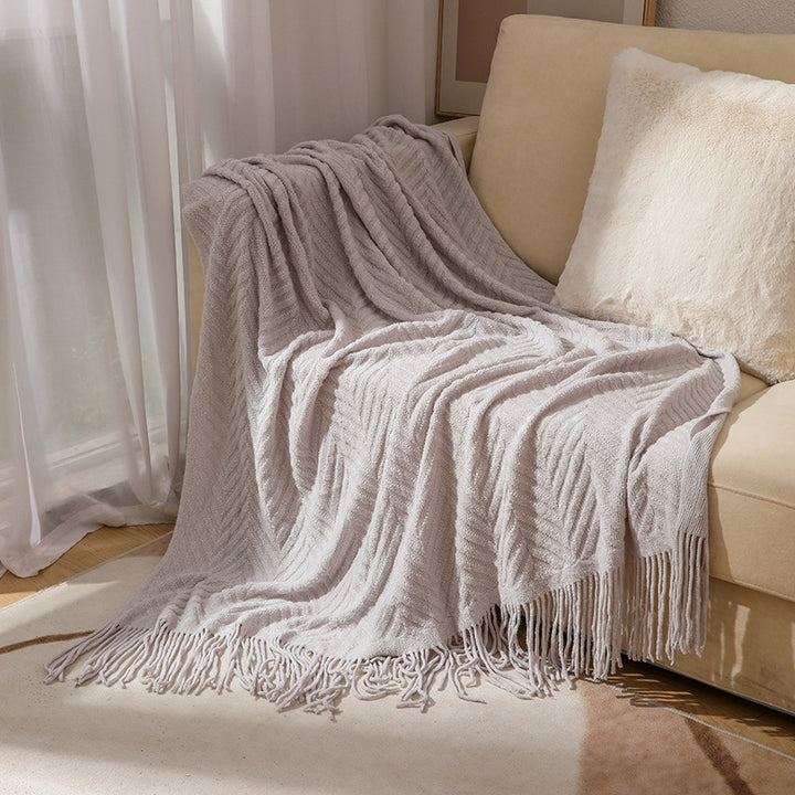 Cozy Knit Fringe Blanket Kalsten