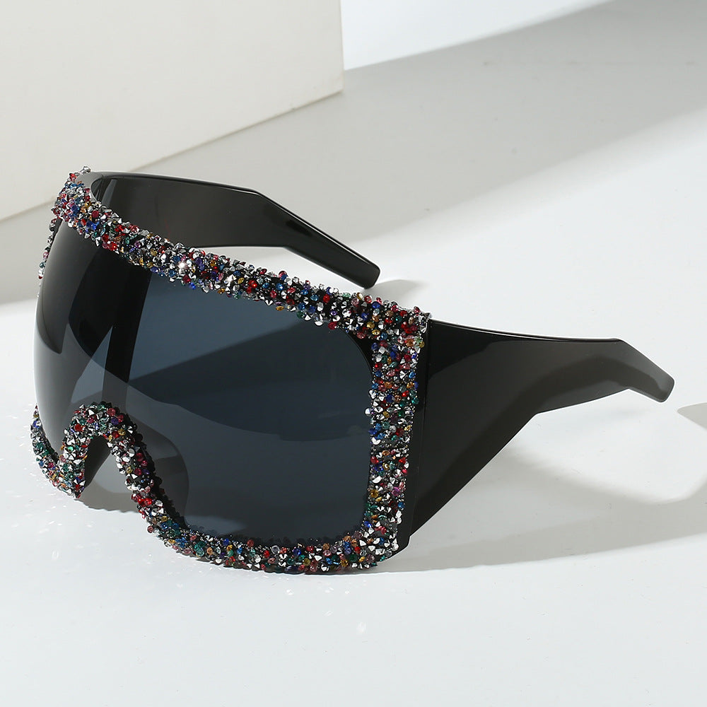 Women's Sporty Oversized Sunglasses with Rhinestone Embellishments Kalsten