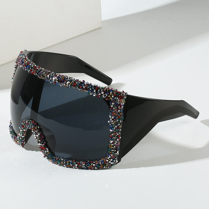 Women's Sporty Oversized Sunglasses with Rhinestone Embellishments Kalsten