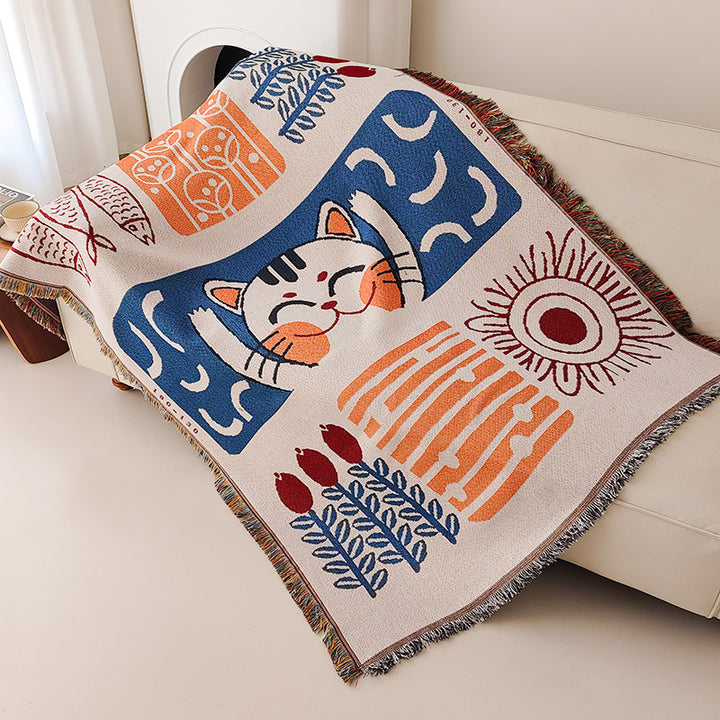 Artistic Cat-Themed Throw Blanket