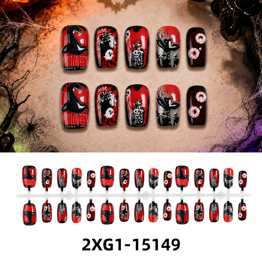 Acrylic nail set with creative Halloween motifs Kalsten