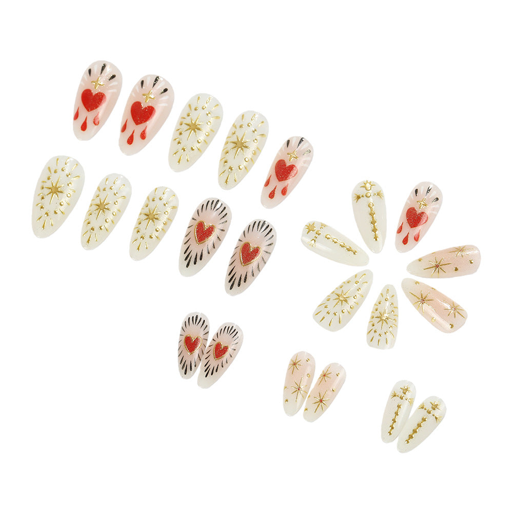 Nail art with glitter and heart decoration Kalsten