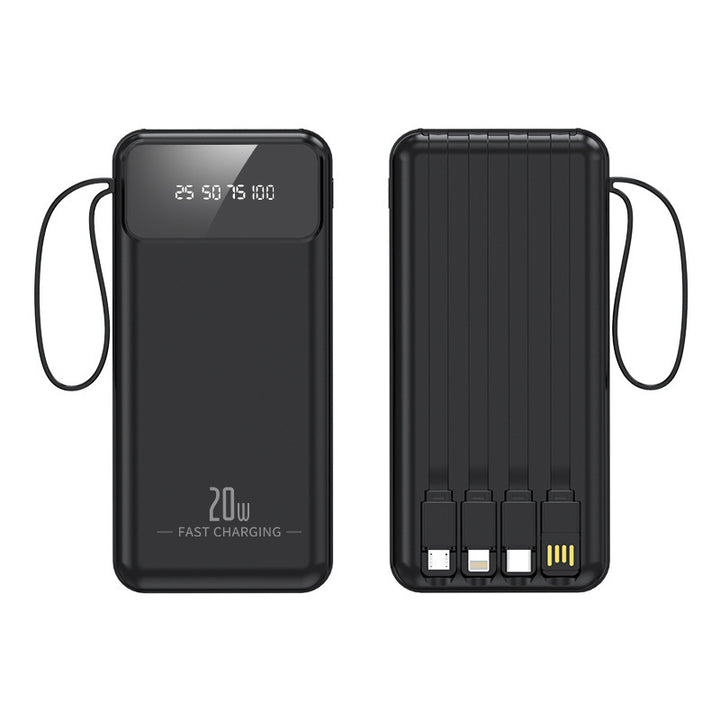 Portable power bank with integrated cable system and digital charging display Kalsten