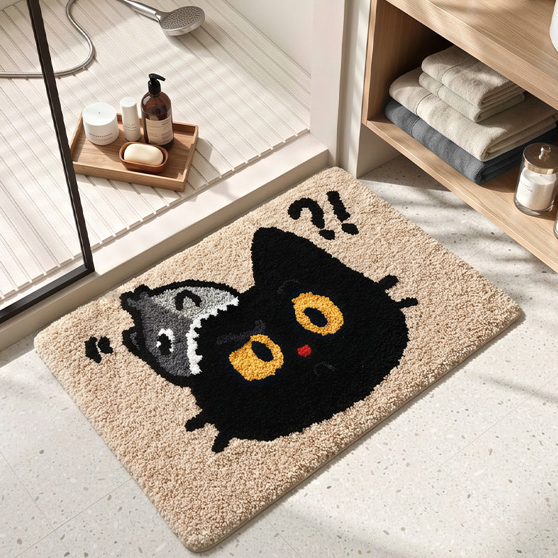 Cute Cat-Themed Plush Bath Mat