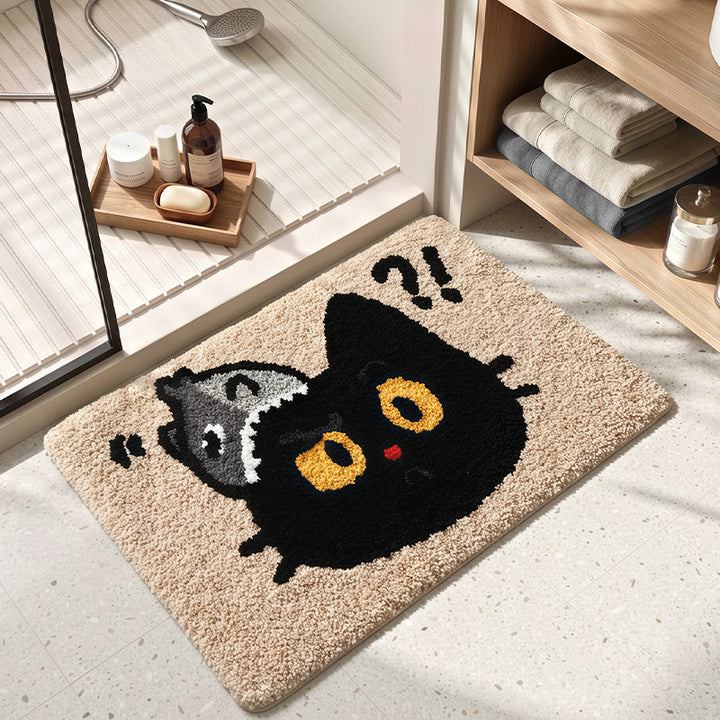 Cute Cat-Themed Plush Bath Mat