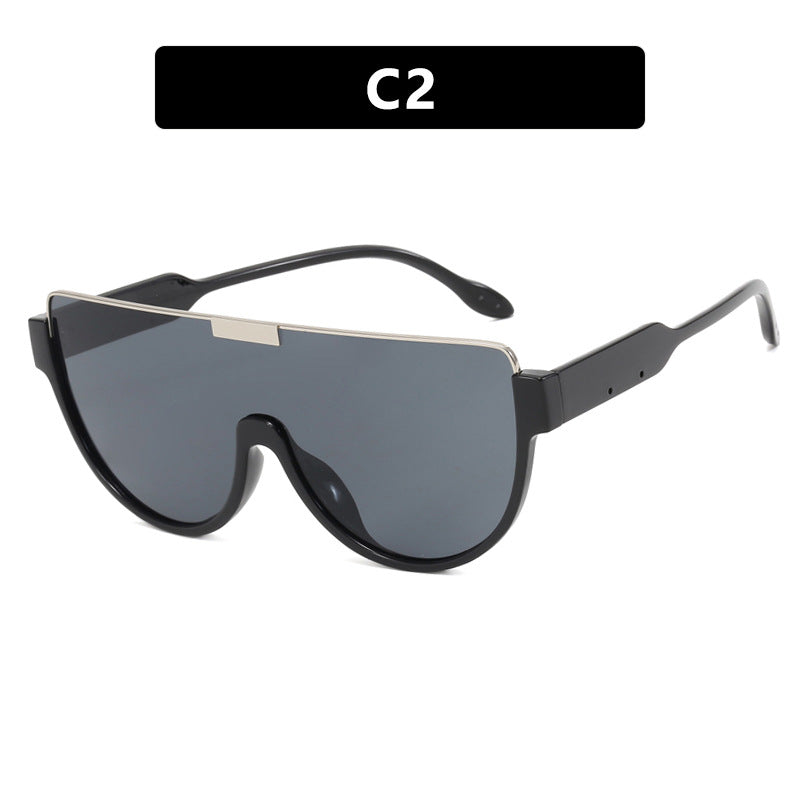 Women futuristic oversized sunglasses with clear full-rim frame Kalsten