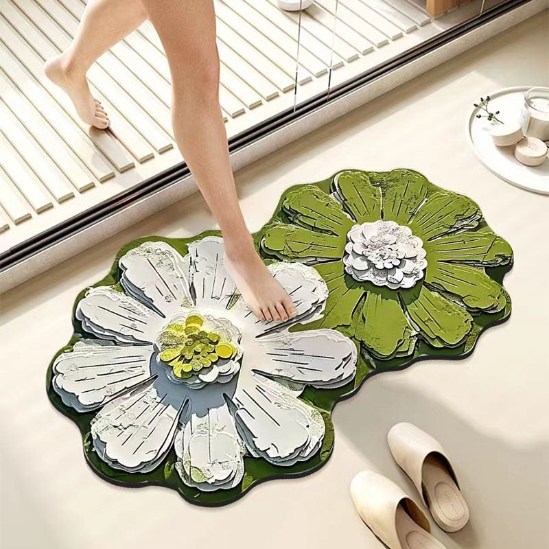 Luxurious Floral Design Bath Mat