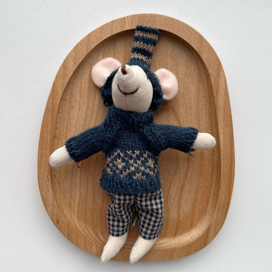 Handmade Organic Cotton Knit Mouse Plush Doll Set