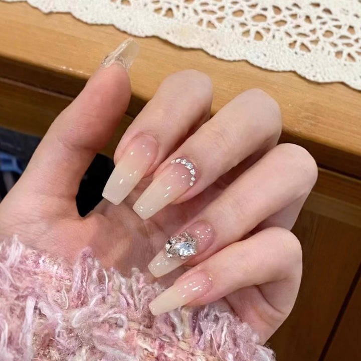 Luxurious Crystal-Embellished Press-On Nail Art Kalsten
