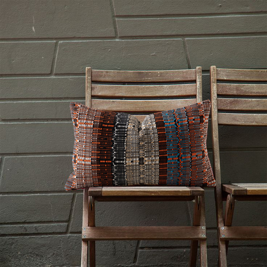 Woven Reversible Ethno Cushion Cover with Textured Surface and Concealed Zipper Kalsten