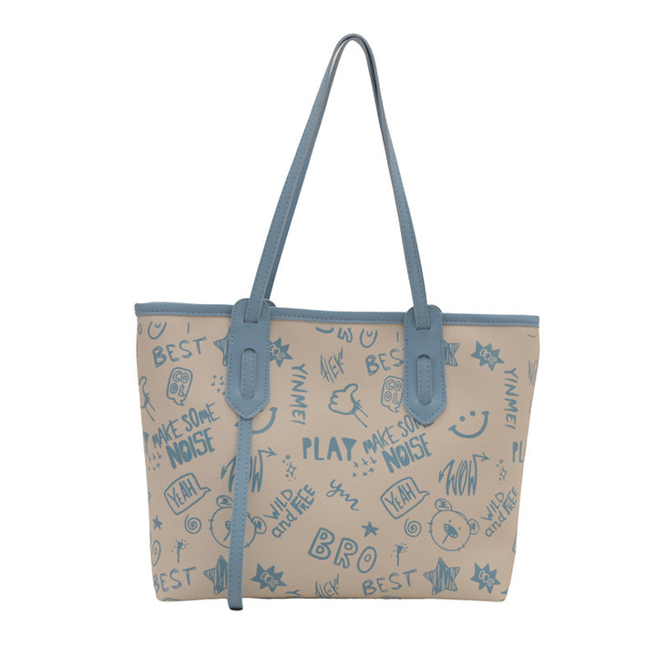 Playful Graphic Print Tote Bag