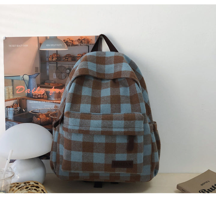 Plaid Patterned Casual Backpack