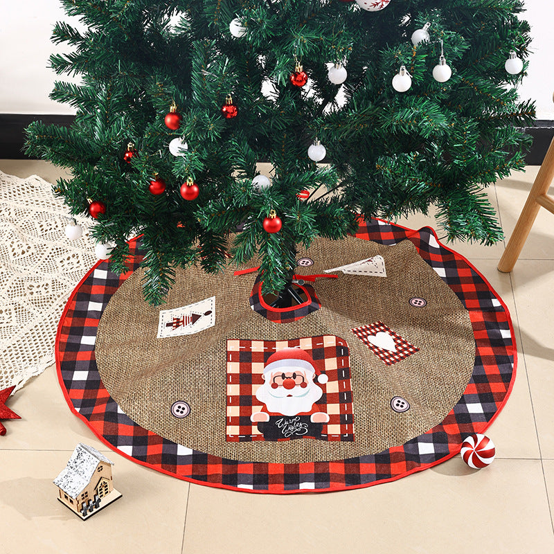 Jute Christmas tree skirt with festive Santa Claus motif Kalsten