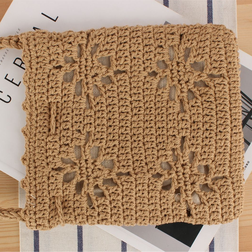 Hand-knotted shoulder bag with floral patterns Kalsten