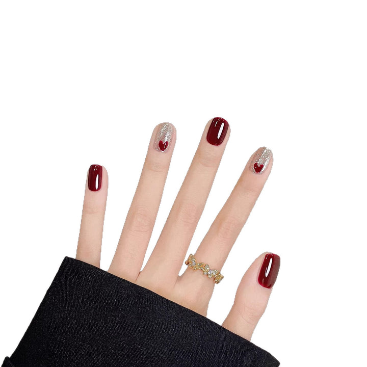 Artistic Heart-Themed Press-On Nail Art Set