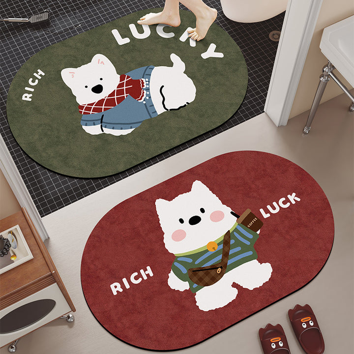 Cartoon Dog-Themed Bath Mat Kalsten